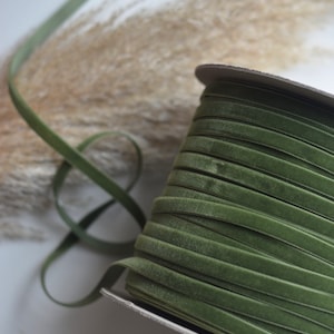 mossy olive green 3/8&quot; wide swiss velvet ribbon
