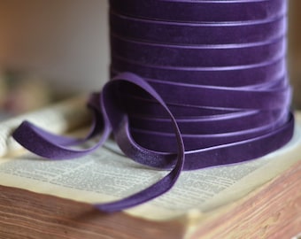 purple plum eggplant 5/8" or 1 1/2" swiss velvet ribbon