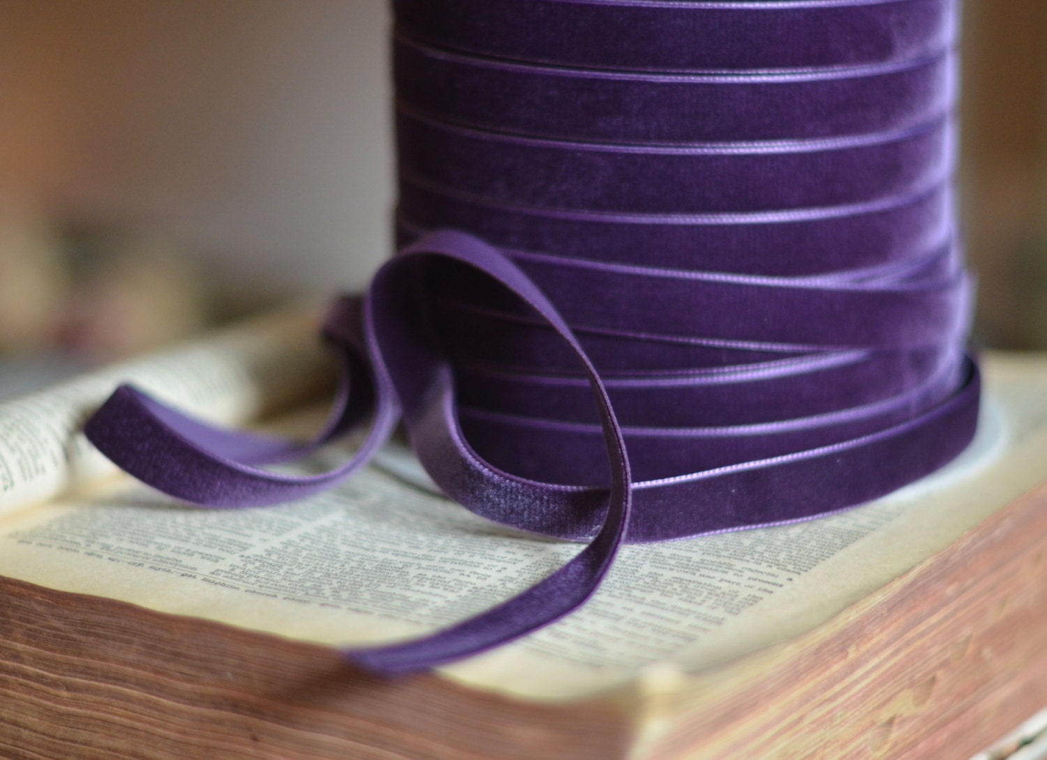 purple plum eggplant 5/8" or 1 1/2" swiss velvet ribbon