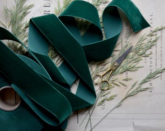 hunter green  2" wide swiss velvet ribbon