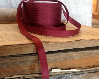 54 yard roll of red burgundy small silk ribbon