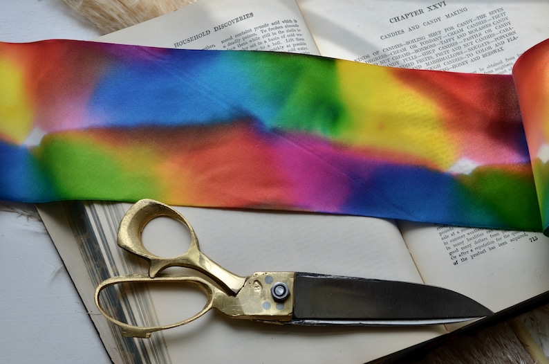rainbow 4 or 2 1/2 hand dyed silk satin ribbon image 7