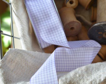 lavendel en wit 1 1/2" Engels geruit lint