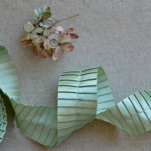 light mint sage satin pleated ribbon image 3