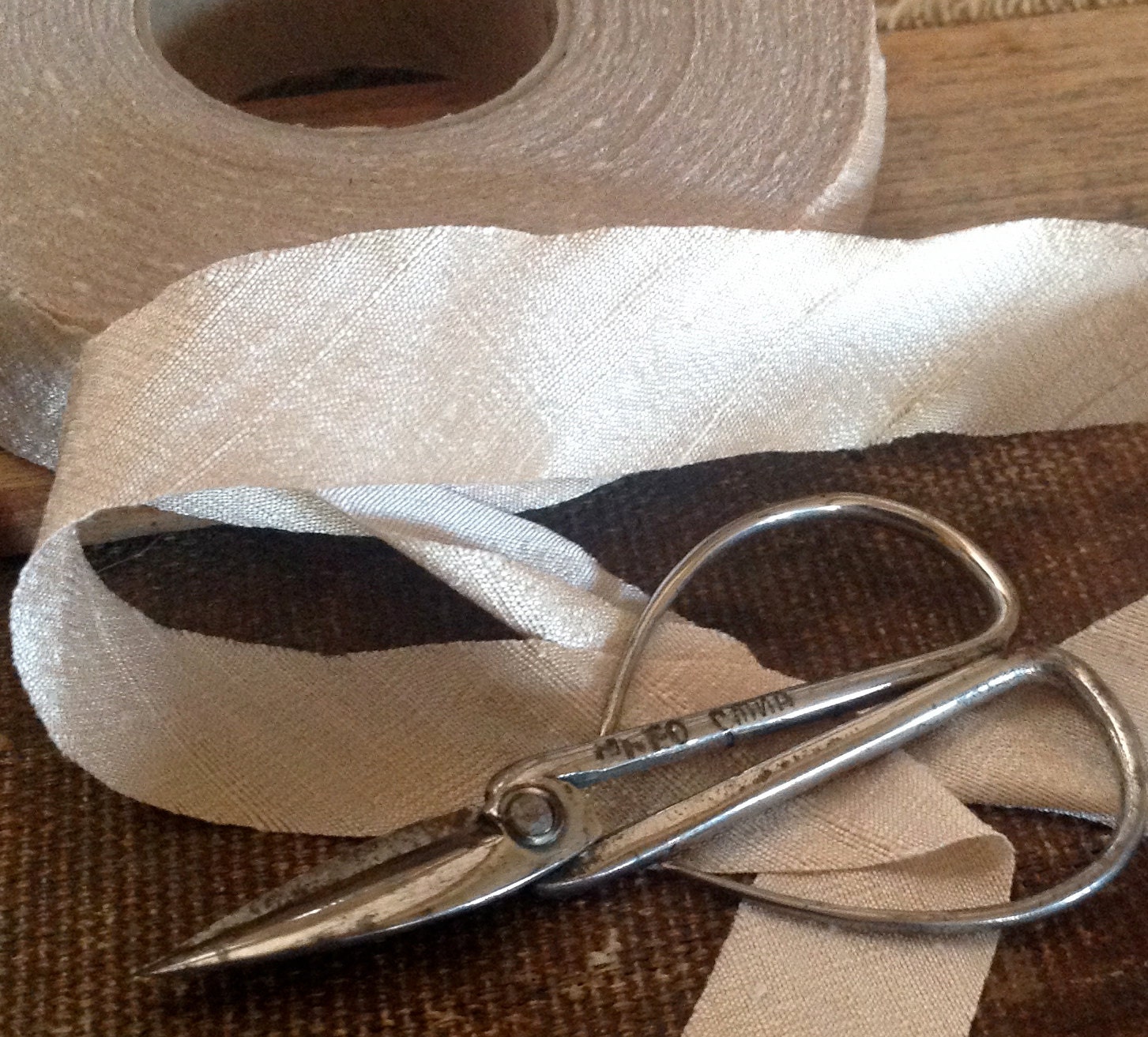 parchment cream color 3/4" dupioni silk ribbon