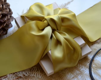 gold chartreuse 4" or 2 1/4" satin ribbon