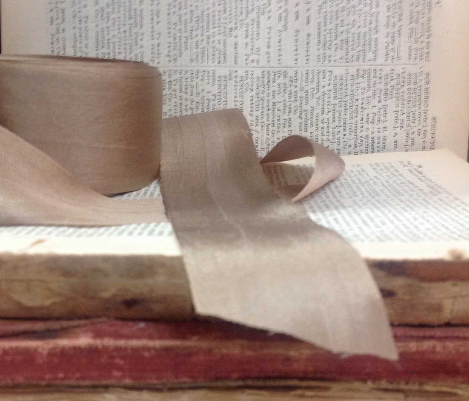 taupe khaki silk ribbon