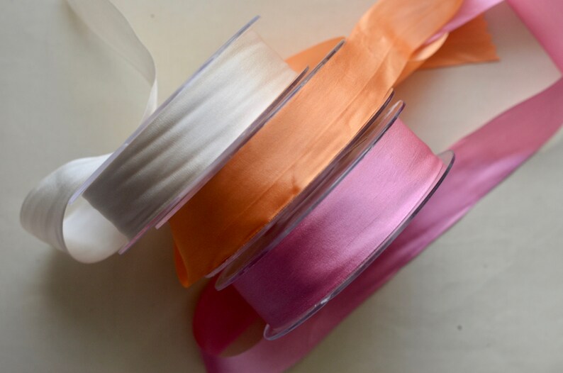 55 yard roll 1 orange sherbert french silk ribbon