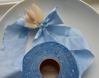 sky blue dupioni 2" silk ribbon