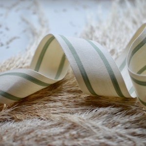 sage greige 1 1/2 ticking stripe ribbon image 4