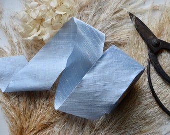 light icy blue 2" dupioni silk ribbon