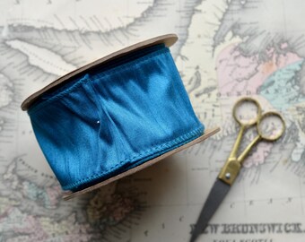 peacock blue wired ribbon 10 yard roll 2 1/2" wide