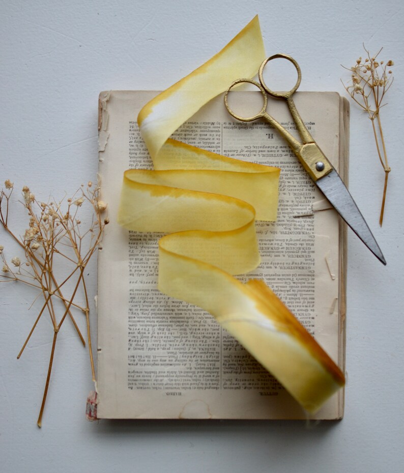 yarrow yellow hand dyed 1 wide silk ribbon image 2