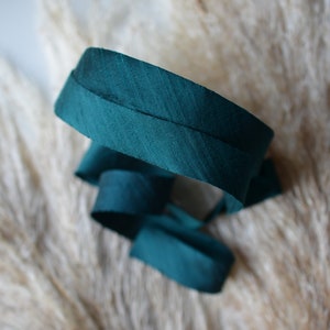 dark forest green 3/4&quot; dupioni silk ribbon