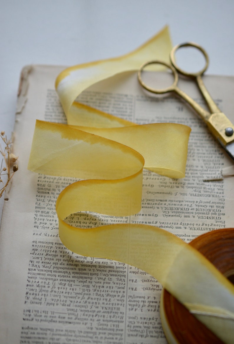 yarrow yellow hand dyed 1 wide silk ribbon image 3