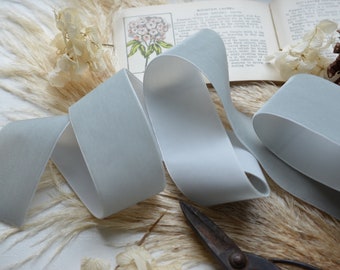 light silver grey sage 2" wide swiss velvet ribbon