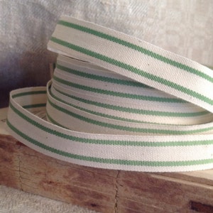 green and cream ticking stripe trim