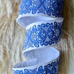 chinoiserie blue and white wired ribbon image 2