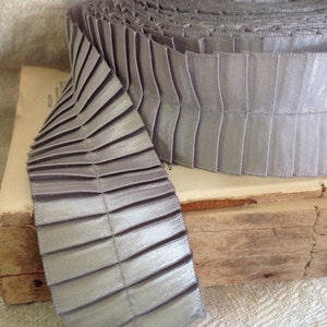 light pewter grey silver satin pleated ribbon