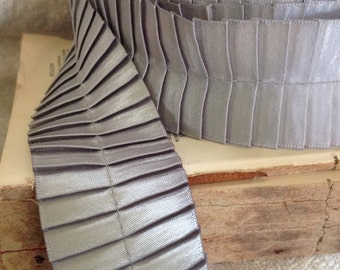 light pewter grey silver satin pleated ribbon