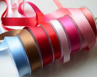 reds, pink, blue and sable brown swiss satin 5/8" ribbon
