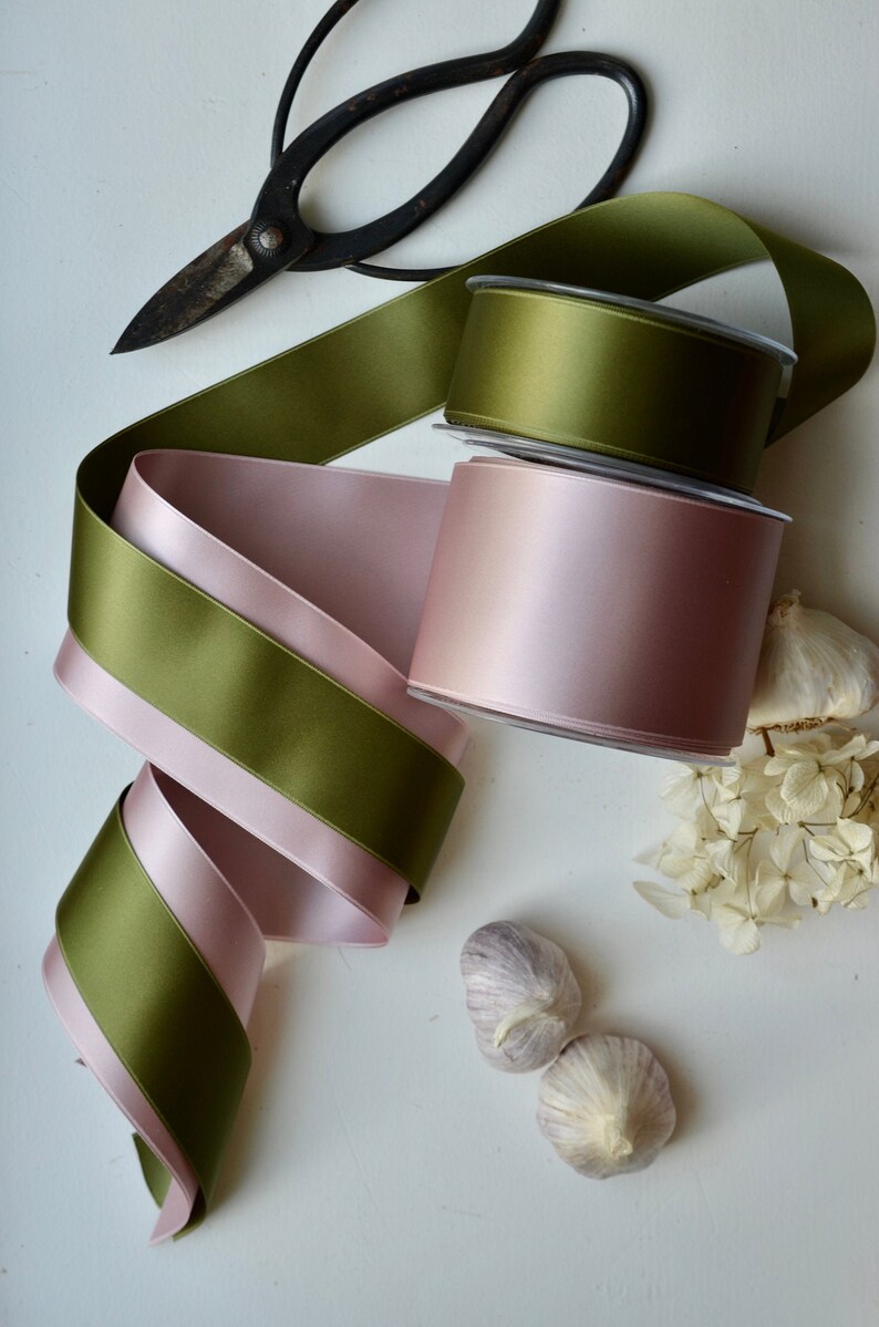 Avocado green swiss satin ribbon | Etsy