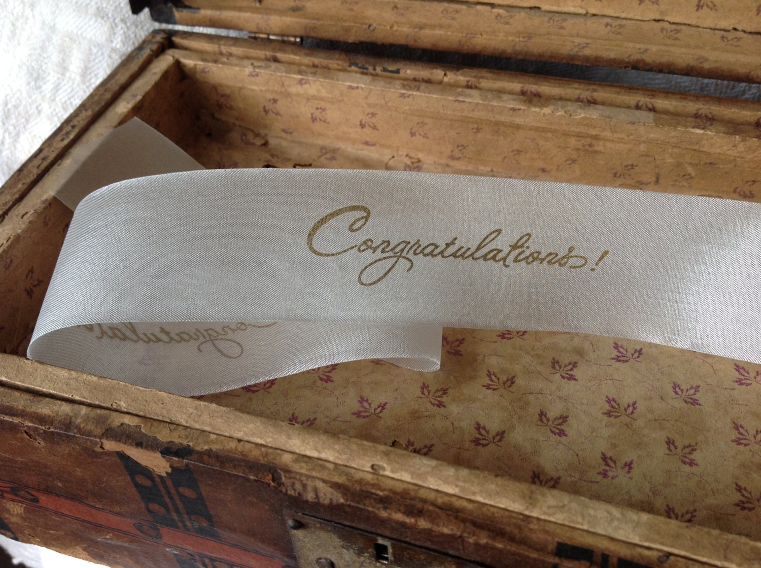 Congratulations Ribbon Gold and Ivory Sheer Ribbon - Etsy