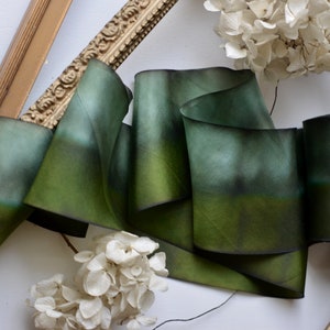 mossy green hand dyed silk ribbon
