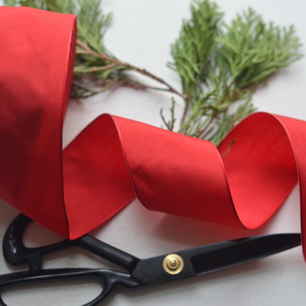 bright red taffeta french wired ribbon