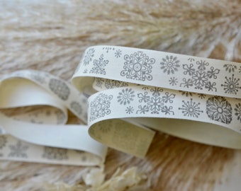 snowflakes printed cotton 3/4" ribbon