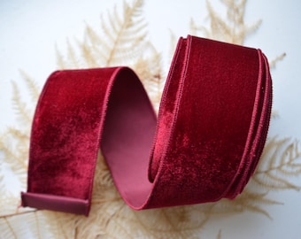 MEEDEE Maroon Velvet Ribbon - 1.5 Inch Wide, 10 Yards Long, Single Face Nylon Ribbon For Crafts, Gift Wrapping & Decor