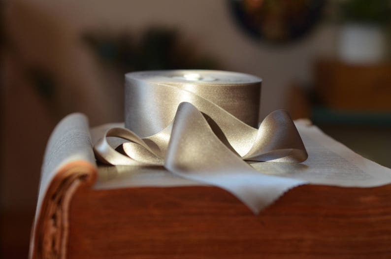 taupe silk satin 2 wide ribbon image 9