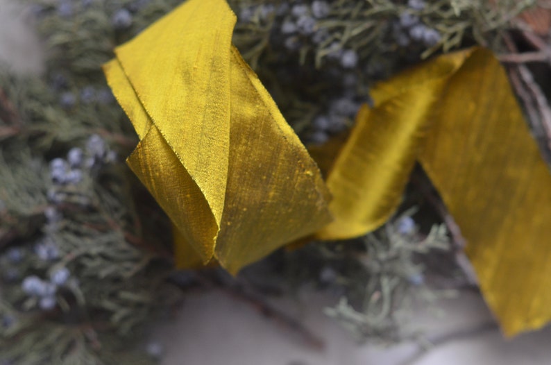 gold chartreuse dupioni 2 silk ribbon image 4