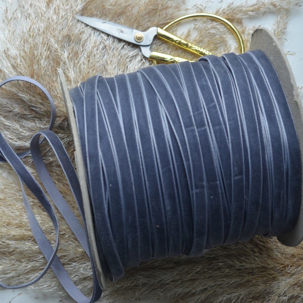 parma grey 3/8" swiss velvet ribbon