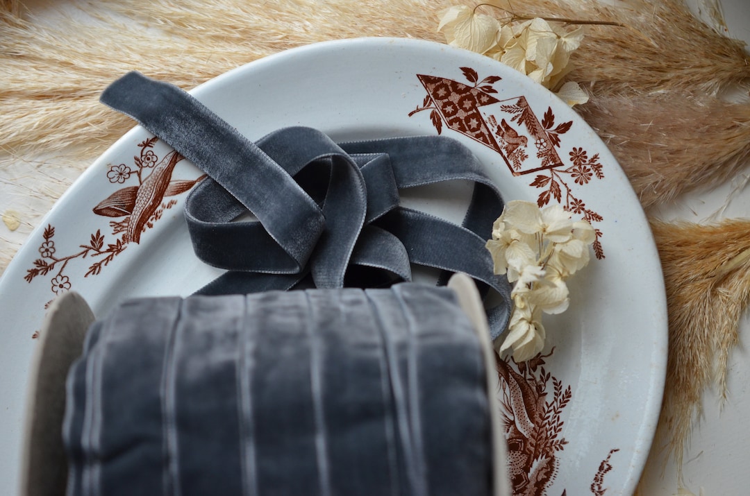 Tarnished Pewter Double Sided 7/8 Swiss Velvet Etsy