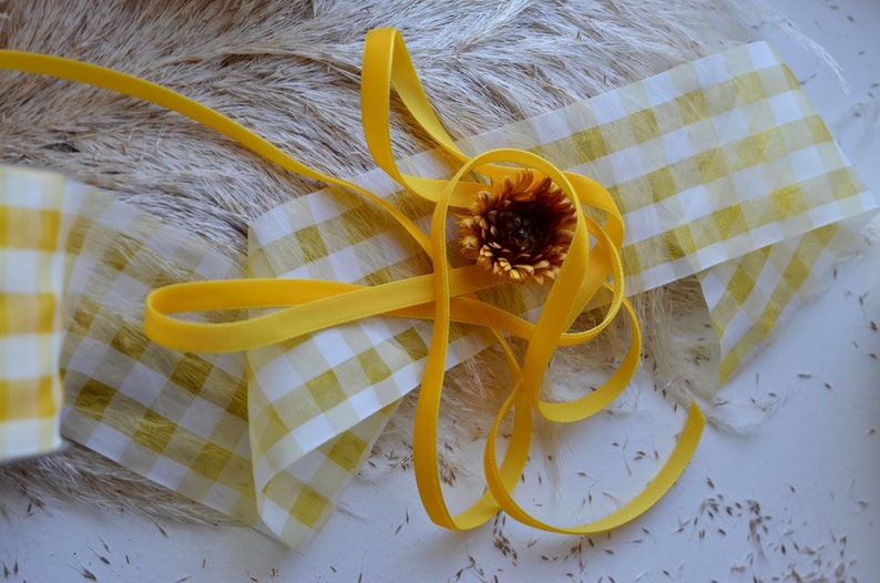 yellow tiger lilly 3/8 swiss velvet ribbon image 5