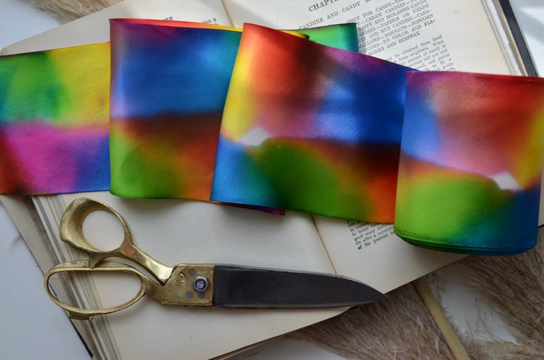 rainbow 4 or 2 1/2 hand dyed silk satin ribbon image 9