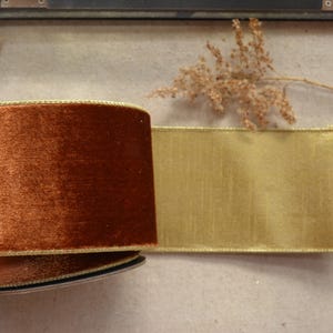 chesnut brown velvet wired ribbon 5 yard roll