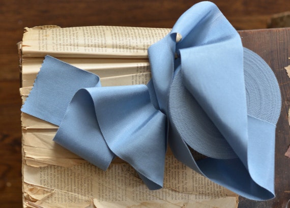light dusty blue 3" wide washed petersham ribbon