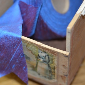blau irisierendes Band aus Dupionseide