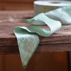 mint light aqua green dupioni silk ribbon image 1