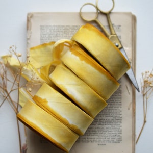 yarrow yellow hand dyed 1 wide silk ribbon image 1