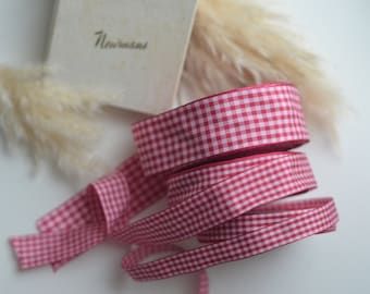 red and pink 5/8" check taffeta ribbon