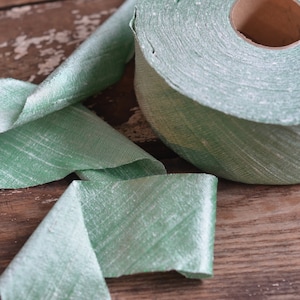 mint light aqua green dupioni silk ribbon image 4