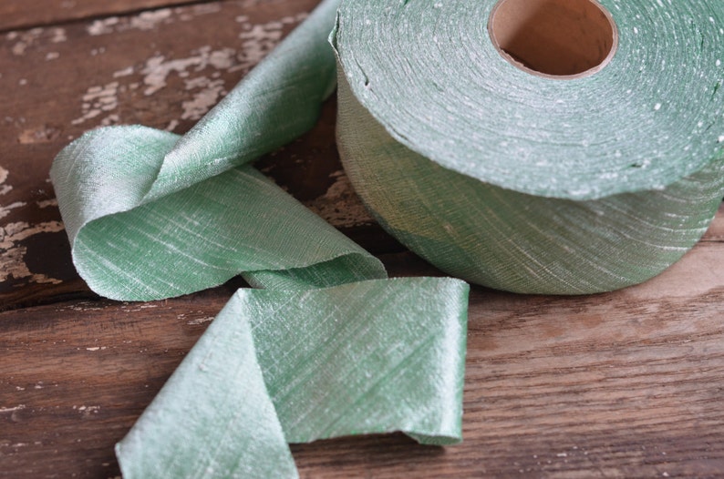 mint light aqua green dupioni silk ribbon image 4