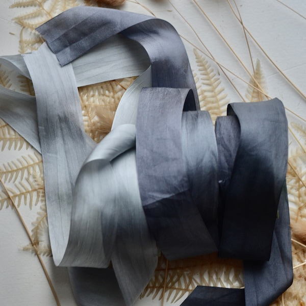 shades of pewter grey silk ribbon