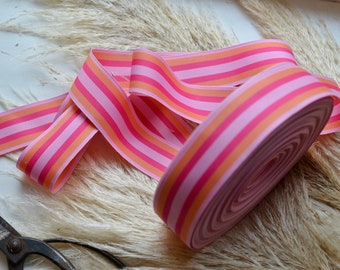 tangerine and pink striped 1" or 1 1/2" grosgrain ribbon