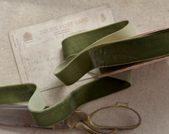 olive green velvet 1" or 3/8" 10 yard spool