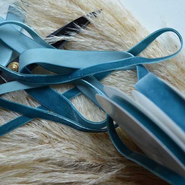 capri blue Japanese velvet ribbon