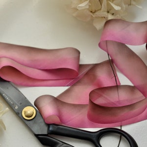 rosy rhubarb pink hand dyed silk ribbon image 4